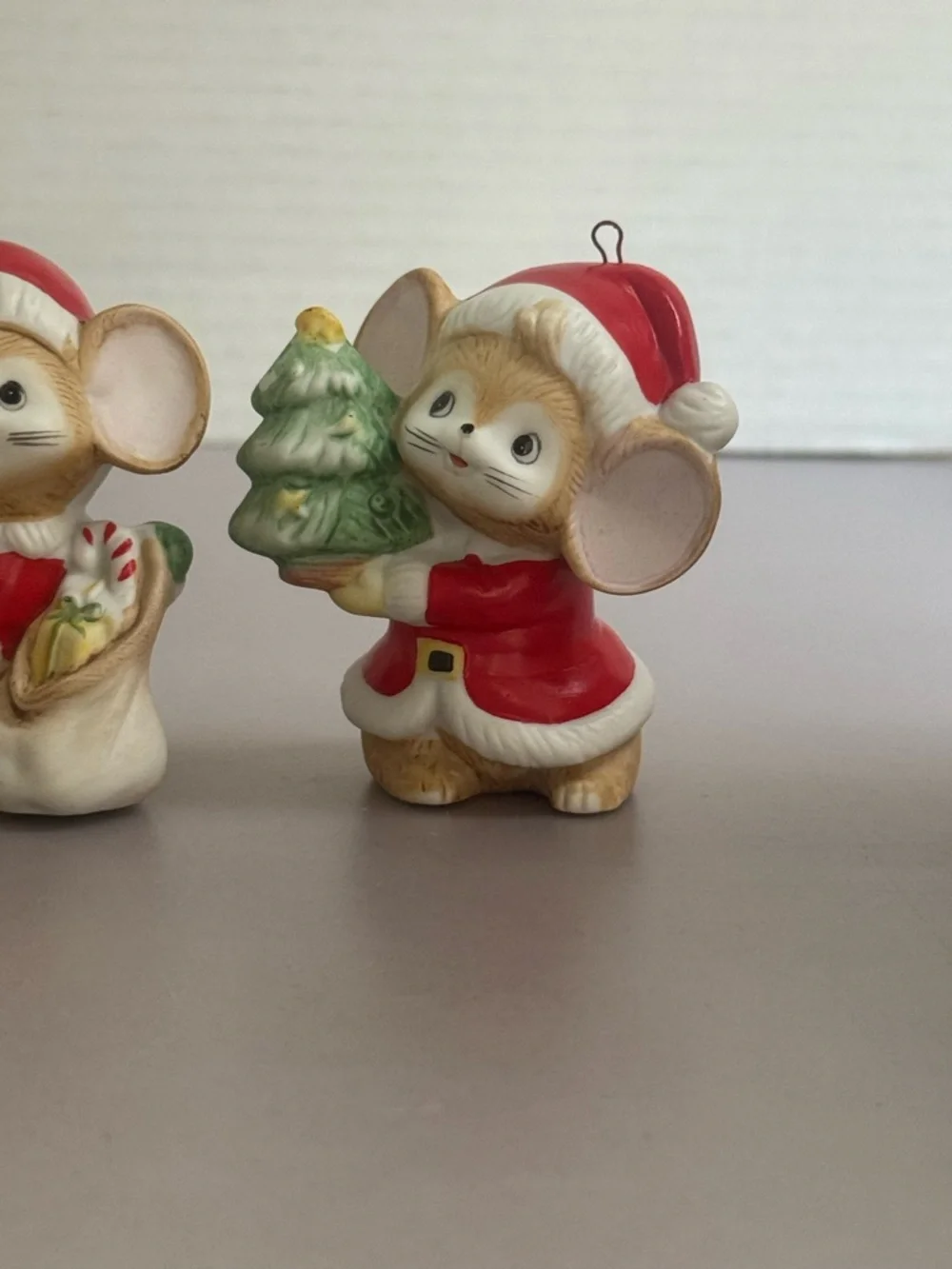 Homco Set of 3 Santa Mouse Christmas Ornaments in Red, White and Green - Picture 5 of 8